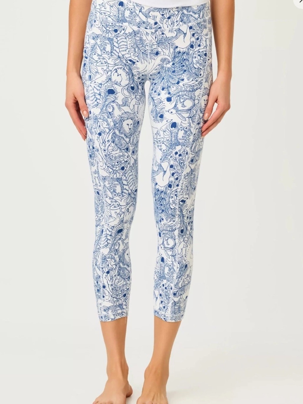 New Lilly Pulitzer Luxletic Weekender Leggings Starlight Navy Blue Zoology xl